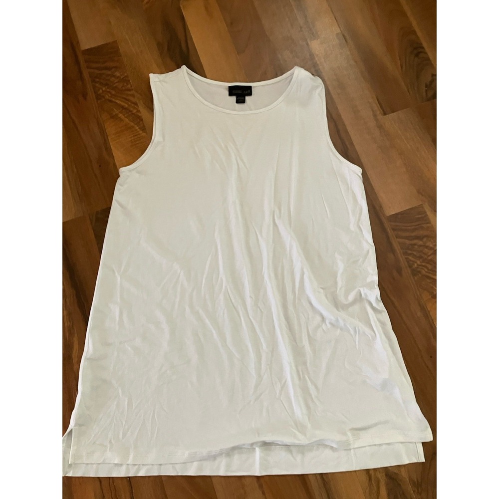 J Jill Tank Small Petite White Wearever Solid Eurosummer Beachy Capsule Wardrobe